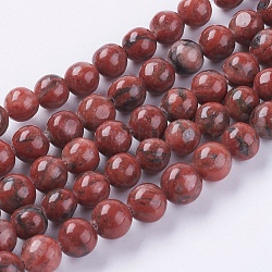 Fili di perle di diaspro / kiwi di sesamo naturale, tondo, 6mm, Foro: 1 mm