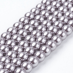 Hebras redondas de perlas de vidrio teñido ecológico, Grado A, cordón de algodón rosca, marrón rosado, 6mm, agujero: 0.7~1.1 mm, aproximamente 72 pcs / cadena, 15 pulgada