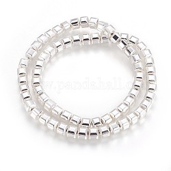 Electroplated Non-magnetic Synthetic Hematite Beads Strands, Long-Lasting Plated, Faceted, Square, Silver Plated, 5.5x6x6mm, Hole: 0.5mm, about 70pcs/strand, 15.74 inch(40cm)