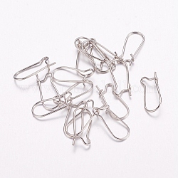 Brass Hoop Earrings Findings Kidney Ear Wires, Lead Free and Cadmium Free, Platinum Plated, 24 Gauge, 16~18x8x0.5mm