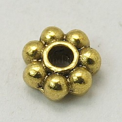 Perles d'espacement marguerite argent tibétain, fleur, Sans cadmium & sans nickel & sans plomb, Or antique, 4.5x1.5mm, Trou: 1mm