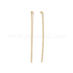 Brass Flat Head Pins, Cadmium Free & Lead Free, Real 18K Gold Plated, 29.5~30mm, Head: 1.8mm, Pin: 0.6mm, 22 Gauge