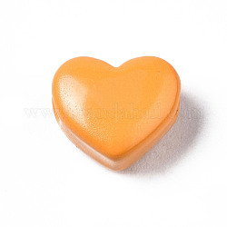 Perline in ottone verniciato a spruzzo, cuore, arancione scuro, 9x10.5x6mm, Foro: 2 mm