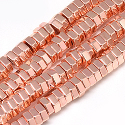 Electroplate non magnetici ematite sintetico fili di perline, esagono, placcato oro rosa, 6x5.5x2mm, Foro: 2 mm, circa 182pcs/filo, 16.1 pollice
