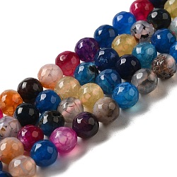 Couleurs naturelles multicolores perles d'agate brins, ronde à facettes, colorées, 8mm, Trou: 1mm, Environ 47~48 pcs/chapelet, 14.1~14.6 pouce