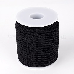 Cordes de polyester rondes, noir, 3mm, environ 21.87 yards (20 m)/rouleau