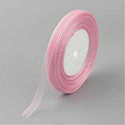 Ruban d'organza, perle rose, 3/8 pouce (10 mm), 50yards / roll (45.72m / roll), 10 rouleaux / groupe, 500yards / groupe (457.2m / groupe)