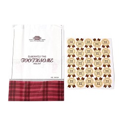 Rectangle with Tartan Pattern Paper Baking Bags, No Handle & Oil-proof Bags, with Sticker, for Gift & Food Wrapping, White, 32x21x0.05cm
