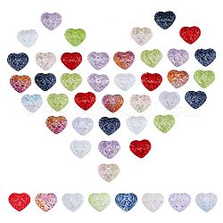 Superfindings 120шт 8 цвета стеклянные бусины, сердце с бантом, разноцветные, 14x16x7.5 мм, отверстие : 1.2 мм, 15 шт / цвет