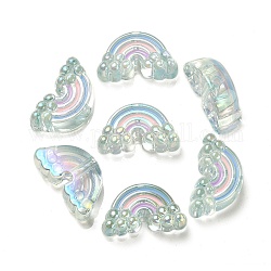 Placage uv perles d'émail acrylique irisé arc-en-ciel, arc en ciel, bleu clair, 17x29x11mm, Trou: 3.5mm