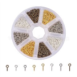 PandaHall Elite 1 Box 10mm/13mm Iron Screw Eye Pin Bail Peg Sets, For Half-drilled Beads, Mixed Color