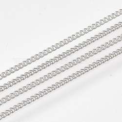 Iron Curb Chains, with Spool, Soldered, Platinum, 1.6x1.2x0.3mm, about 100yard/roll