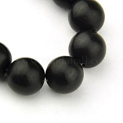 Синтетических черный камень бисер нитей, матовые, круглые, чёрные, 12 мм, отверстие : 1.2 мм, около 33 шт / нитка, 15.5 дюйм