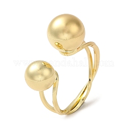 Polsini aperti in ottone, anelli a sfera per donna, vero placcato oro 18k, 2.5~6mm, diametro interno: 18mm