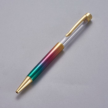 Creative Empty Tube Ballpoint Pens, with Black Ink Refill Inside, for DIY Glitter Epoxy Resin Crystal Ballpoint Pen Herbarium Pen Making, Golden, Colorful, 140x10mm