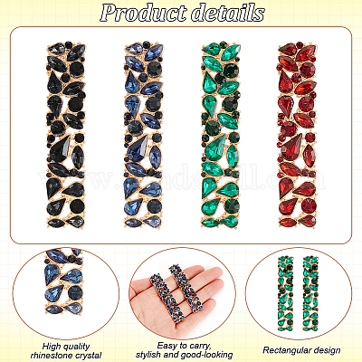 4 пара двухцветных сережек-гвоздиков из сплава со стразами для женщин EJEW-AN0004-35-1