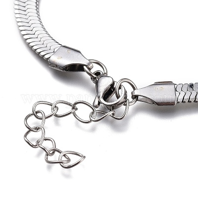 Устойчивые к потускнению браслеты-цепочки унисекс из нержавеющей стали 304 с рисунком «елочка» BJEW-O177-01B-P-1