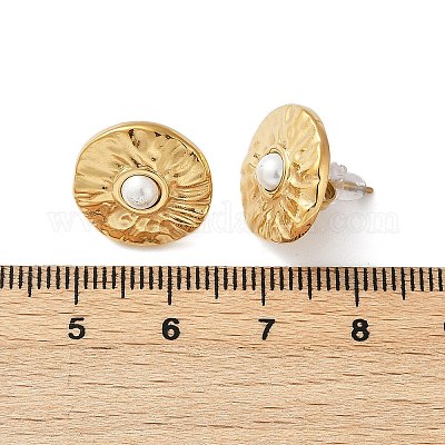 Серьги-гвоздики с ракушечным жемчугом из нержавеющей стали 304 EJEW-G423-09G-01-1