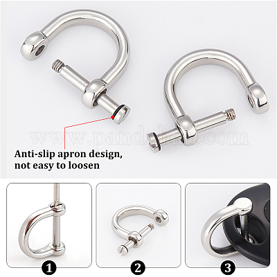Wholesale CHGCRAFT 2Pcs 304 Stainless Steel D-Ring Anchor Shackle Clasps 