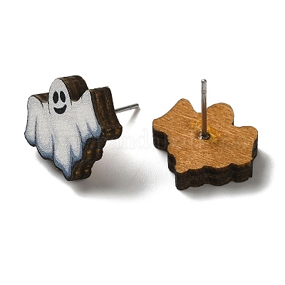 Деревянные серьги-гвоздики EJEW-Z054-02I-1