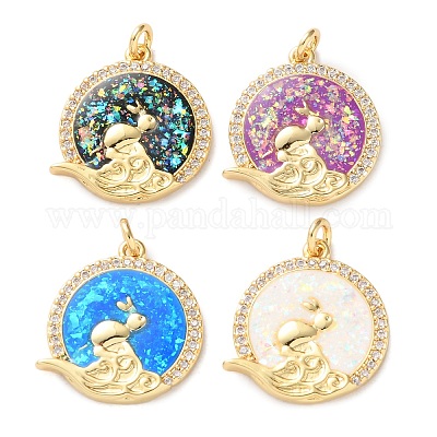 Латунные микропаве прозрачные подвески с фианитом KK-S048-04G-1