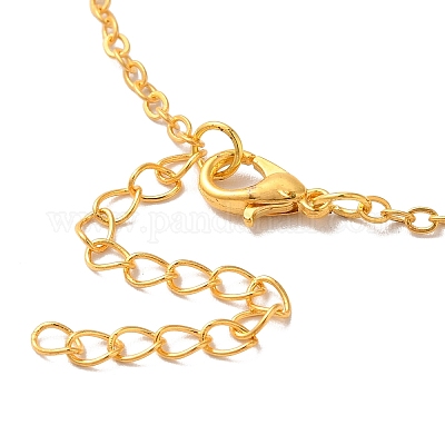 ラインストーンフラワーパンダントネックレス、アズキチェーン付き