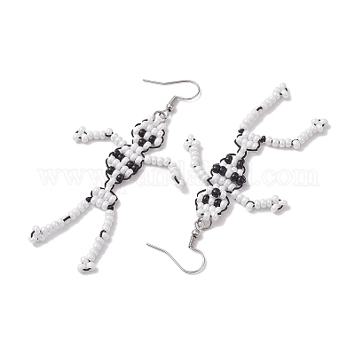 Серьги с подвесками из бисера ручной работы EJEW-MZ00141-1