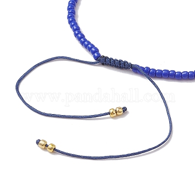 Регулируемые браслеты из натурального лазурита и плетеных бусин BJEW-JB10181-07-1