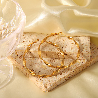 Модные серьги-кольца из нержавеющей стали 304 в форме закрученного круга AQ2048-1