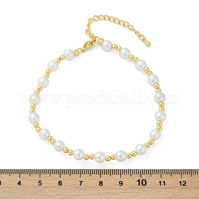 Браслеты из круглых бусин из искусственного жемчуга для женщин BJEW-M104-01G-1