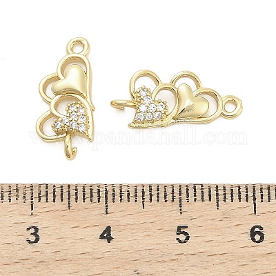 Подвески в форме сердца из латуни с микро-паве и прозрачным кубическим цирконием KK-H527-03A-G-1
