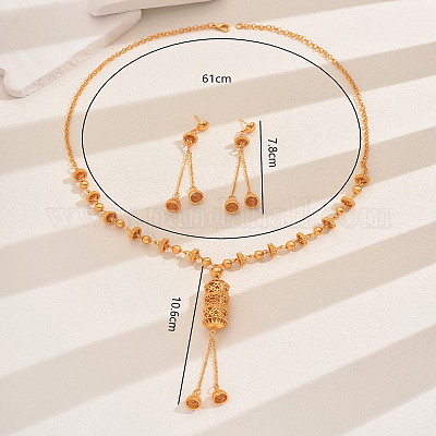 Набор из ожерелья и серег из сплава с геометрической бахромой и винтажной отделкой для женщин UF6584-1