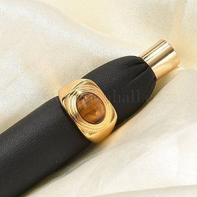 Овальные кольца на палец из натурального тигрового глаза RJEW-Q007-06G-1