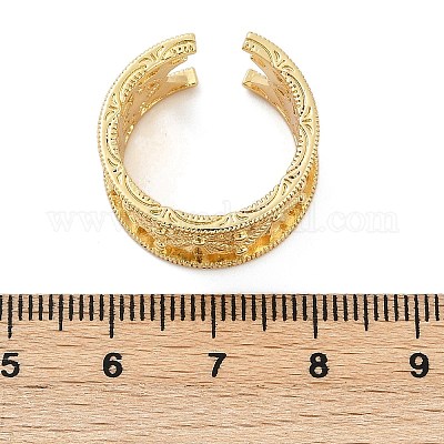 Открытые кольца-манжеты из полой латуни с узором в виде звезды для женщин RJEW-G343-06G-1