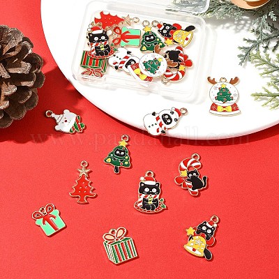 20 шт. 10 стиля эмалевые подвески в виде рождественского котенка ENAM-FS0002-14-1