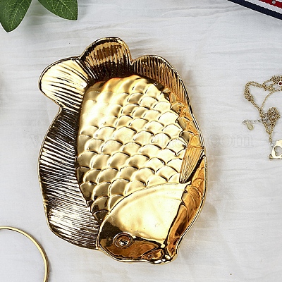 Plato de ceramica para joyeria banado en oro al por mayor para bisuterias Es.Pandahall