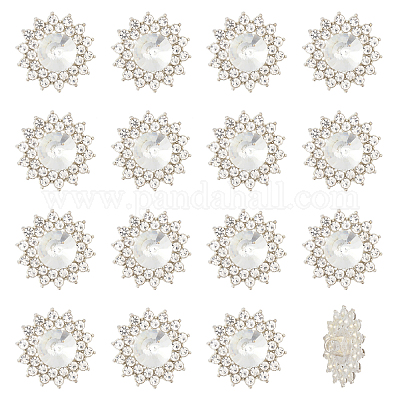 16 шт. пуговицы со стразами из сплава BUTT-MA0001-07-1