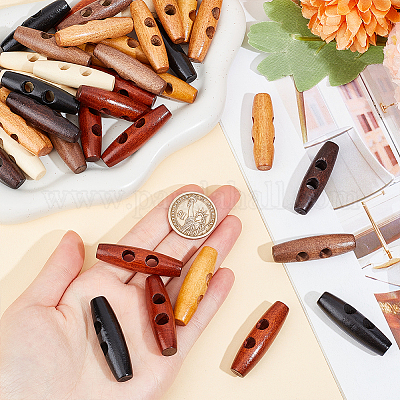 70 шт. 7-х цветные пуговицы из натурального дерева FIND-NB0005-03C-1