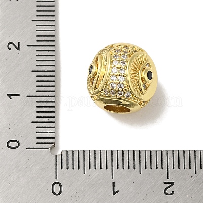 Покрытие стойки латунь микро паве черный кубический цирконий европейские бусины KK-P272-01G-1