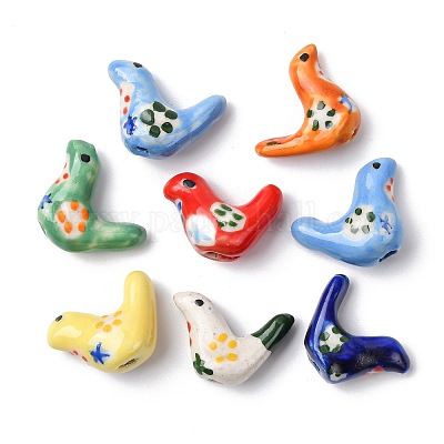 8 шт. 7-х цветные фарфоровые бусины ручной работы с принтом PORC-FS0001-39-1