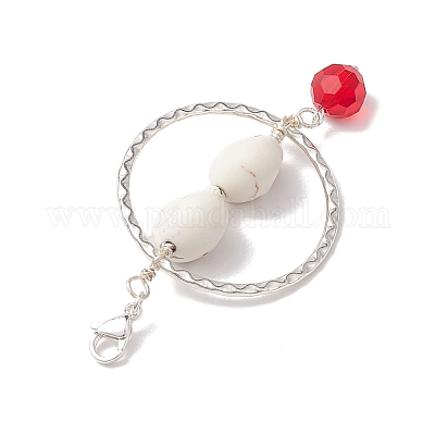 Хэллоуин череп кулон из синтетической бирюзы и сплава HJEW-JM02108-1