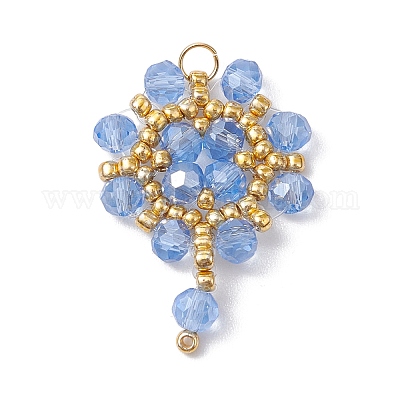 Подвески-цветы из стеклянных бусинок ручной работы PALLOY-MZ00492-04-1