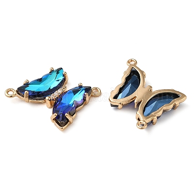 Подвески из латуни с граненым стеклянным соединителем FIND-Z020-04D-1