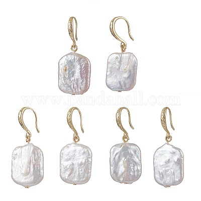 Серьги-подвески из латуни с натуральным пресноводным жемчугом EJEW-JE06566-1