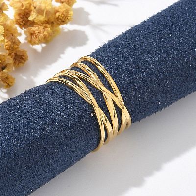 Многослойные открытые манжетные кольца из нержавеющей стали 304 RJEW-Z077-01G-04-1