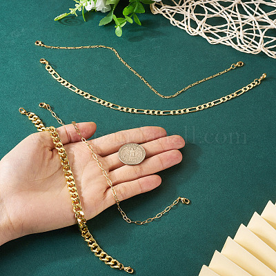 4 шт. 4 стиля латунная скрепка и кубинское звено 7 цепи панцирного типа&nbsp;AJEW-TAC00042-1