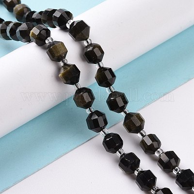 Естественный золотистый отлив обсидиан бисер пряди G-K303-A30-8mm-1