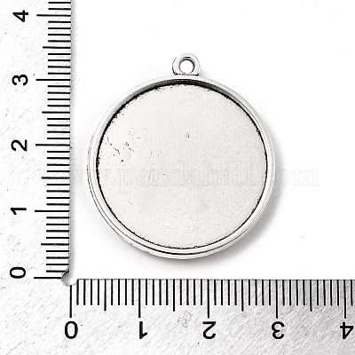 Старинные плоские круглые литые сеттинги подвеска кабошон PALLOY-N0088-43AS-1