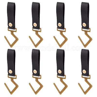 AHANDMAKER 8 Pcs Leather Straps for Hanging Leather S Shelf Hooks Camping Hooks Hanging Pots and Pans Snaps Button Colesed Utility Hooks Hanger for