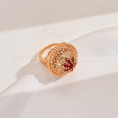 Регулируемые геометрические полые кольца-манжеты из латуни с микропаве из кубического циркония для женщин QD3494-1-1